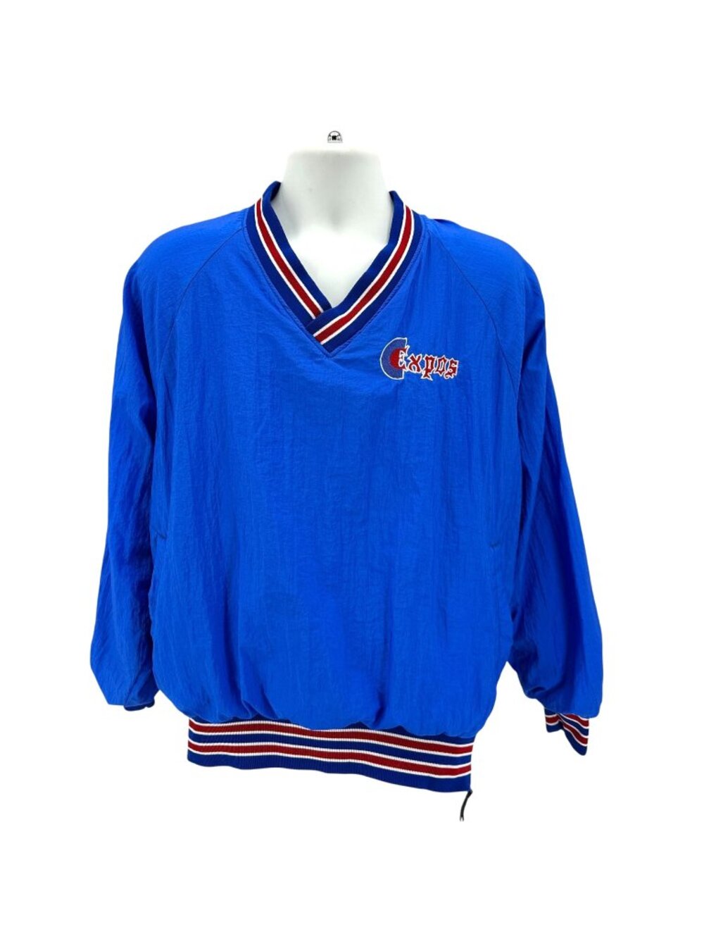 Vintage Blazer Mens Large Windbreaker Pullover Montreal Expos Blue Satin Jacket
